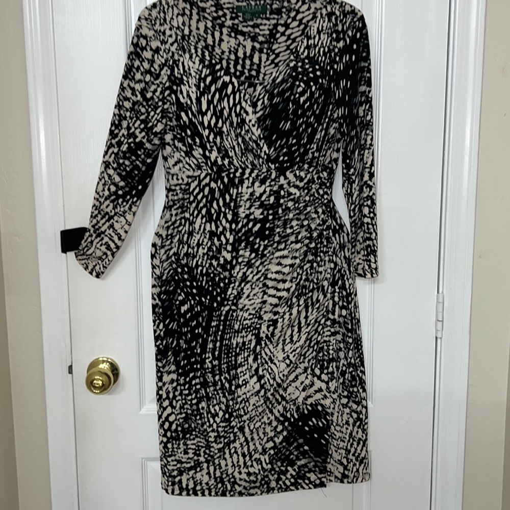 Lauren, Ralph Lauren, ruched side, long sleeve dress. Volup friendly